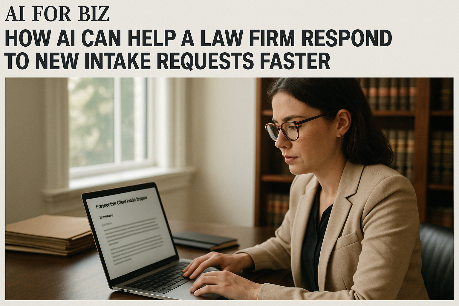 Small business workflow scene for How AI can help a law firm respond to new intake requests faster