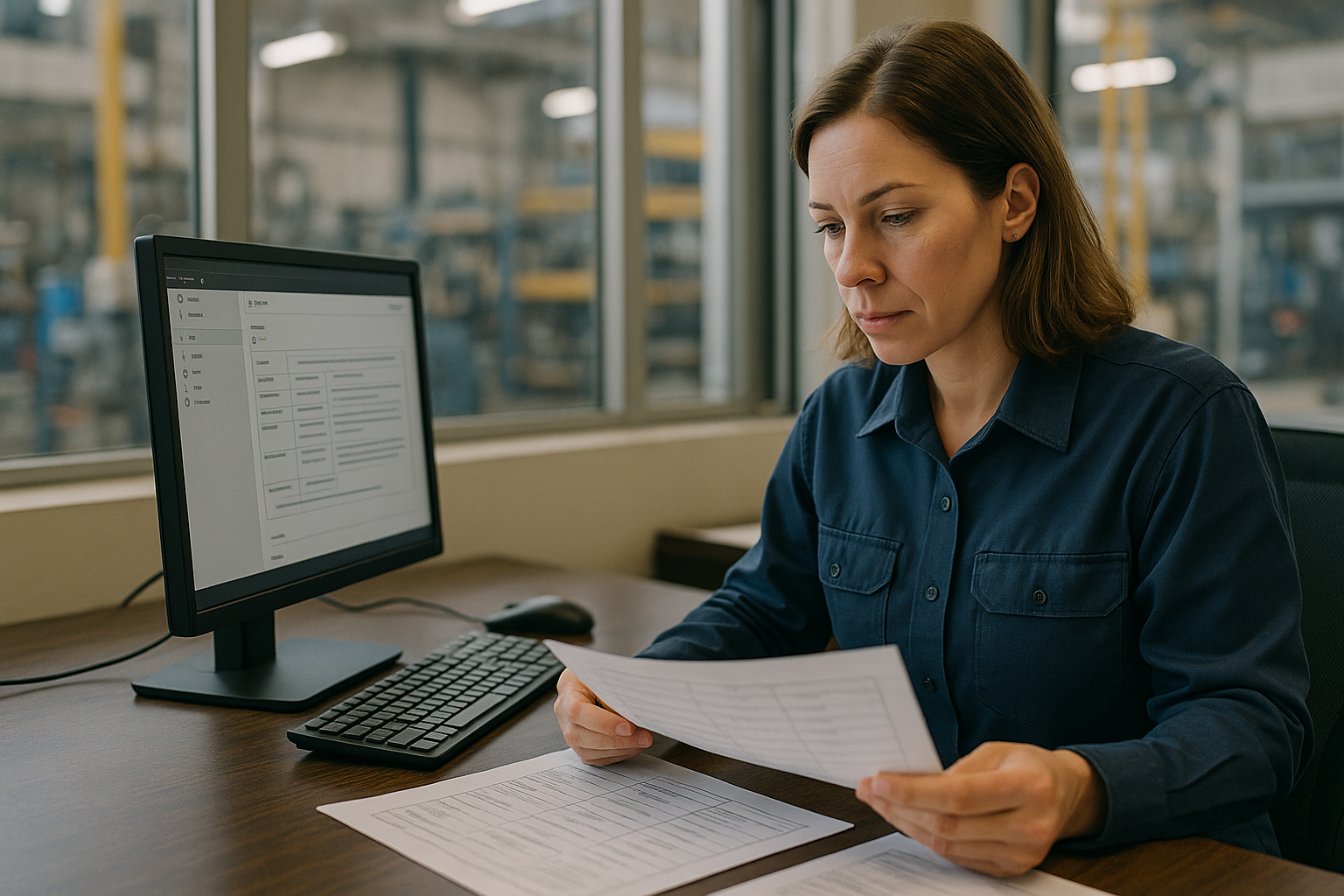 Small business workflow scene for How AI can help a manufacturer clean up order intake emails (2026-W24)