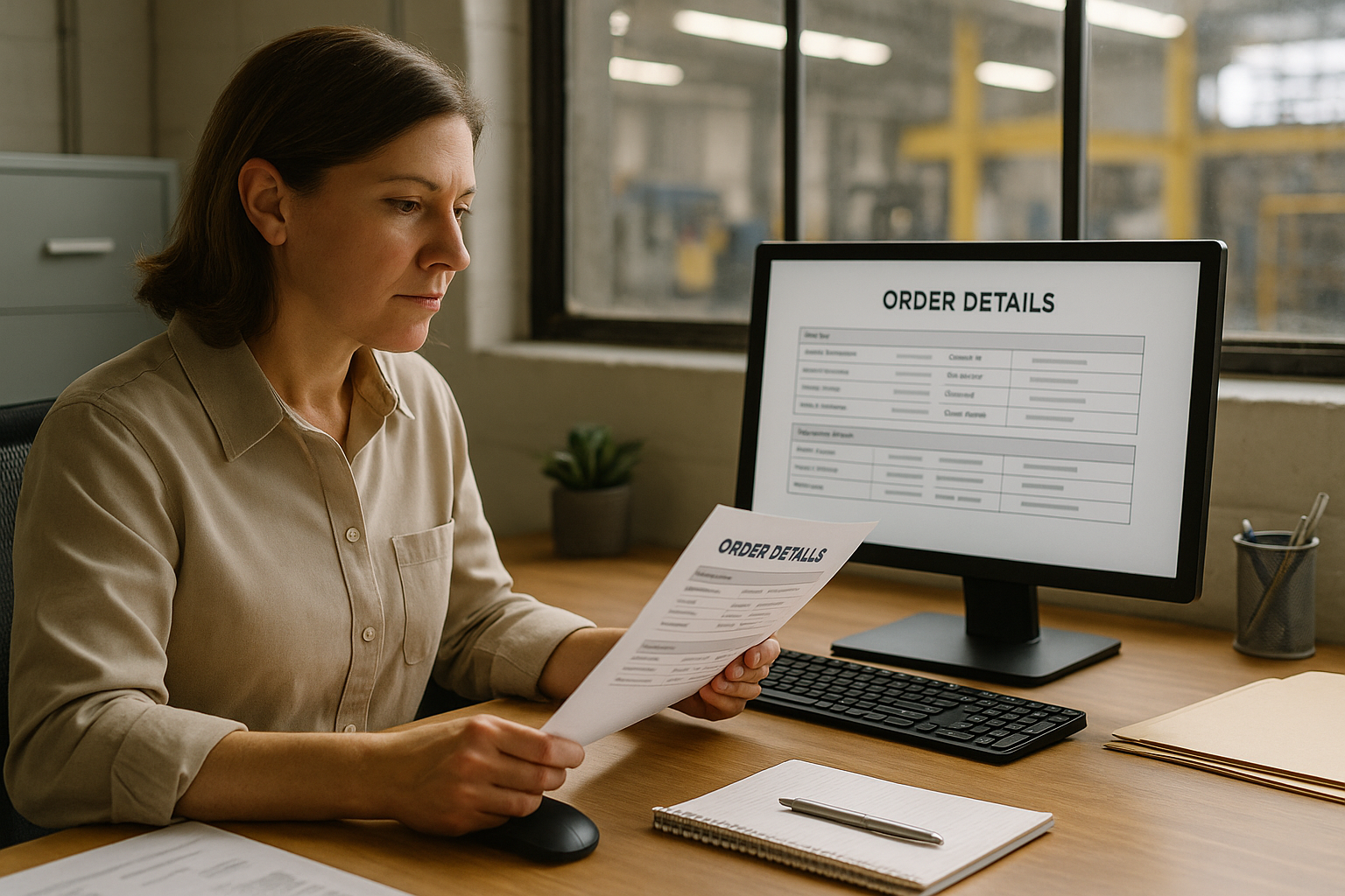 Small business workflow scene for How AI can help a manufacturer clean up order intake emails