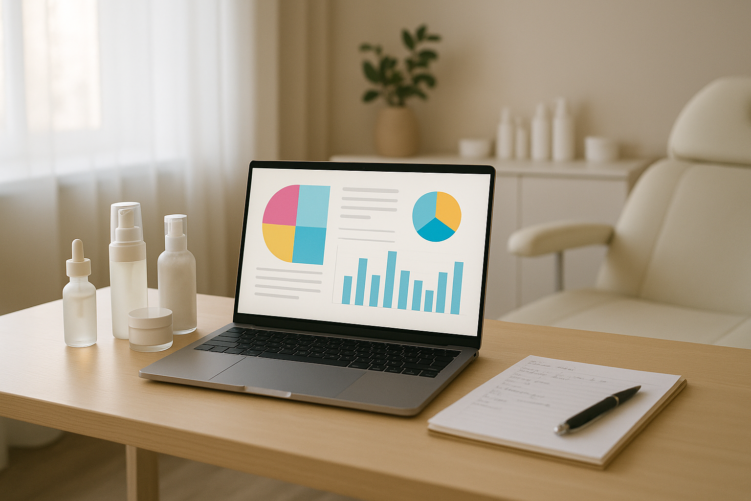 Small business workflow scene for How AI can help a med spa produce better ads and follow up with leads